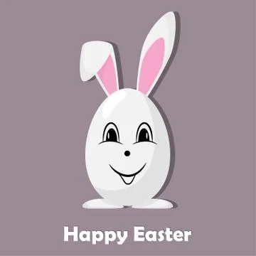 Happy easter egg with rabbit ears and paws. Easter card design. Vector illust Stock Illustration