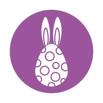Happy easter egg with rabbit ears block style icon vector design Stockillustratie