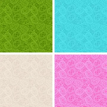 Happy Easter egg seamless patterns set Stock Illustration
