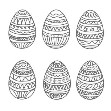 Happy easter egg vector set, hand draw collection, stock vector illustration, Stock Illustration