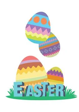 Happy easter eggs with a 3d title design. Stock Illustration