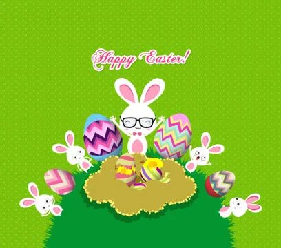Happy easter eggs and bunny Stock Illustration