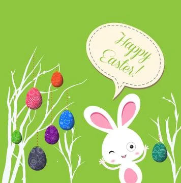 Happy easter eggs and bunny greeting card Stock Illustration