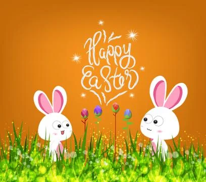 Happy easter eggs and bunny Stock Illustration