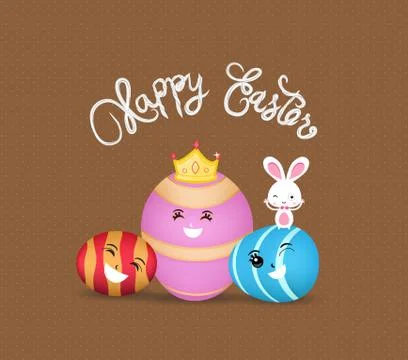 Happy easter eggs and bunny greeting card Stock Illustration