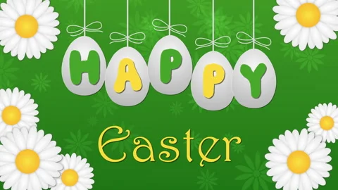Happy Easter with eggs and chamomile Stock Footage 87156371