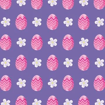 Happy easter eggs and flowers background vector design 스톡 일러스트