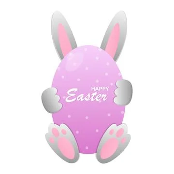 Happy Easter! with eggs and rabbit ears. Vector illustration. Stock Illustration