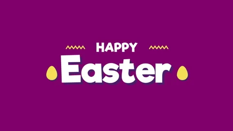Happy Easter with eggs and retro purple pattern Stock Footage 169720265
