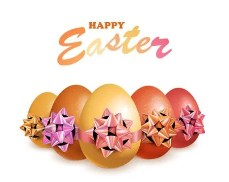 Happy Easter Eggs With Bow Stock Illustration