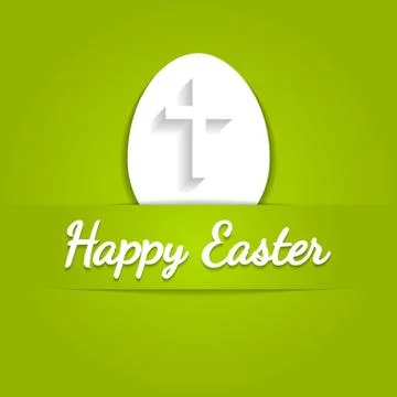 Happy Easter eggs card with cross symbol. Over green background. Stock Illustration
