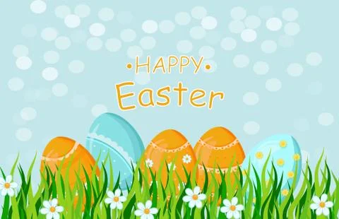 Happy Easter eggs card Vector holiday background Stock Illustration