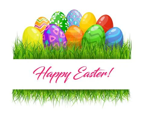 Happy Easter, eggs in grass blades Illustrazione stock