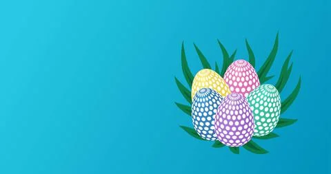 Happy easter eggs on grass for web vector illustration Stock Illustration