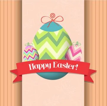 Happy easter eggs greeting poster Stock Illustration