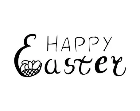 Happy Easter with eggs. lettering and hand drawn Stock Illustration