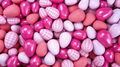 Happy Easter Eggs Logo Opener. Bright pink colored 3d animation greeting Easter. Video stock 196978130