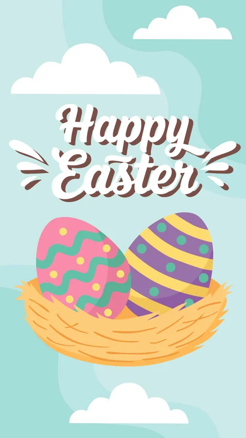 Happy Easter Eggs in Nest Spring Holiday Background 스톡 동영상 331609056