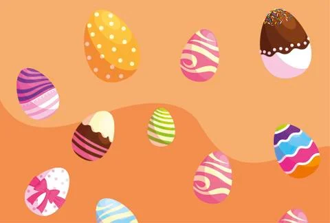 Happy easter eggs painted pattern Stock Illustration