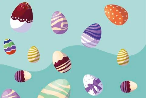Happy easter eggs painted pattern Stock Illustration