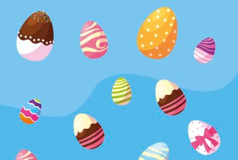 Happy easter eggs painted pattern Illustrazione stock