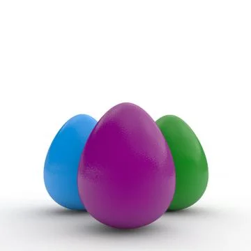 Happy easter eggs, poster, render, colored realistic eggs, white background,  Stock Illustration