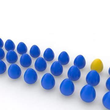 Happy easter eggs, poster, render, colored realistic eggs, white background, Stock Illustration