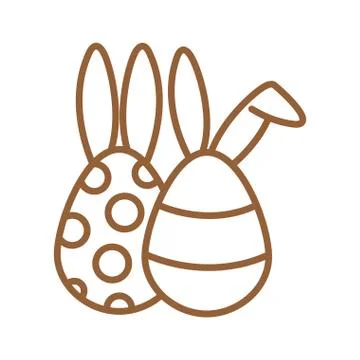 Happy easter eggs with rabbit ears line style icon vector design Stockillustratie