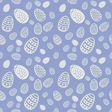 Happy easter eggs seamless background. Line art style vector illustration. Stock Illustration