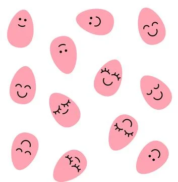 Happy Easter eggs seamless pattern. Easter eggs with smile or emoji. Pastel Stock Illustration