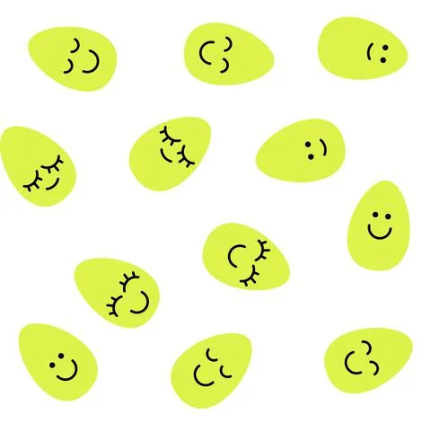 Happy Easter eggs seamless pattern. Easter eggs with smile or emoji. Pastel Stock Illustration