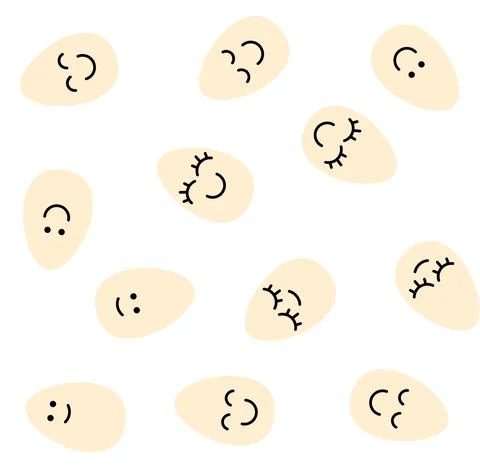 Happy Easter eggs seamless pattern. Easter eggs with smile or emoji. Pastel 스톡 일러스트