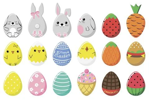 Happy easter eggs set. Vector illustration Illustrazione stock