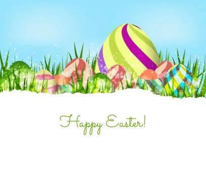 Happy easter eggs spring background Stock Illustration