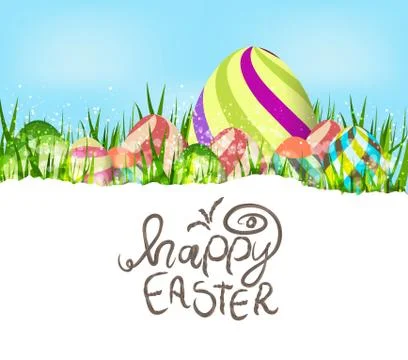 Happy easter eggs spring background Stock Illustration