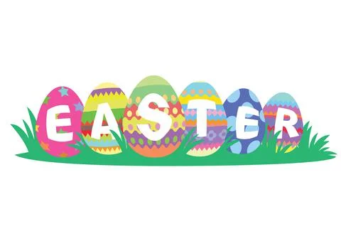 Happy easter eggs title design. Spring summer holiday Stock Illustration