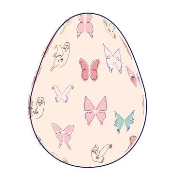 Happy Easter eggs, trendy design with hand-drawn spring flowers. Modern art m Illustrazione stock