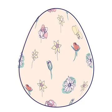 Happy Easter eggs, trendy design with hand-drawn spring flowers. Modern art m Stockillustratie
