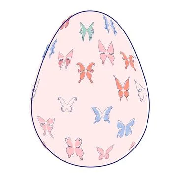 Happy Easter eggs, trendy design with hand-drawn spring flowers. Modern art m Illustrazione stock