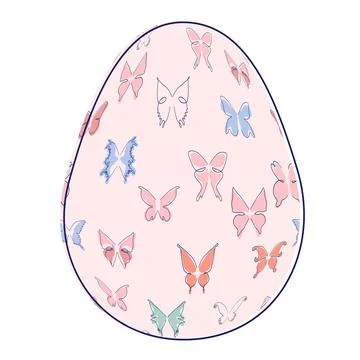 Happy Easter eggs, trendy design with hand-drawn spring flowers. Modern art m Stock Illustration