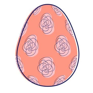 Happy Easter eggs, trendy design with hand-drawn spring flowers. Modern art m Stock Illustration