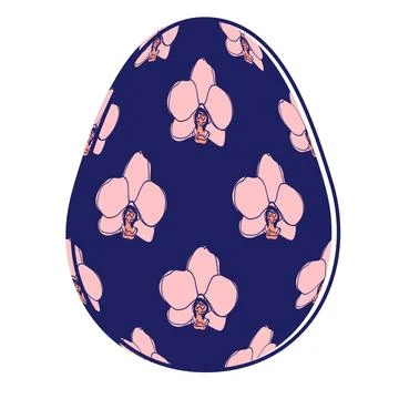 Happy Easter eggs, trendy design with hand-drawn spring flowers. Modern art m Stock Illustration
