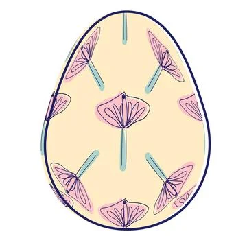 Happy Easter eggs, trendy design with hand-drawn spring flowers. Modern art m Stock Illustration