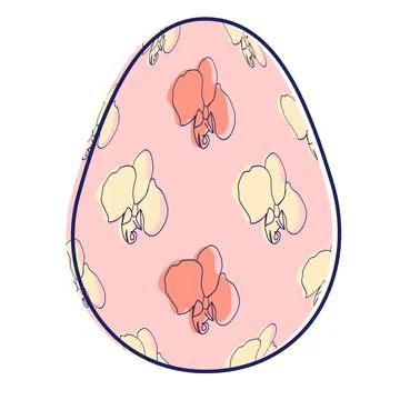 Happy Easter eggs, trendy design with hand-drawn spring flowers. Modern art m Stock Illustration