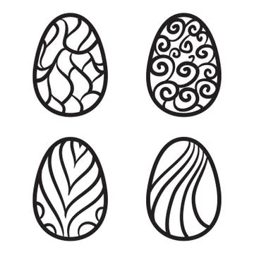 Happy Easter eggs vector card illustration hand drawn with easter eggs. Stock Illustration