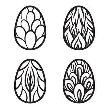 Happy Easter eggs vector card illustration hand drawn with easter eggs. Stock Illustration