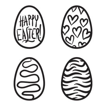 Happy Easter eggs vector card illustration hand drawn with easter eggs. Stock Illustration