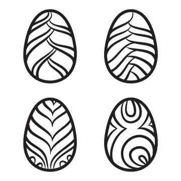 Happy Easter eggs vector card illustration hand drawn with easter eggs. Stock Illustration