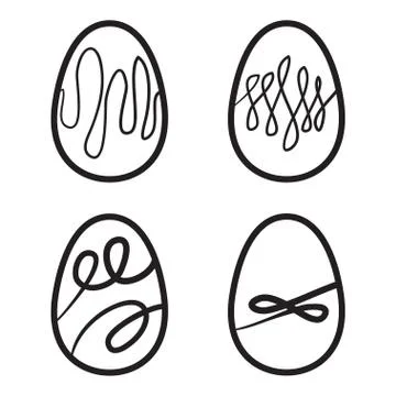 Happy Easter eggs vector card illustration hand drawn with easter eggs. Stock Illustration