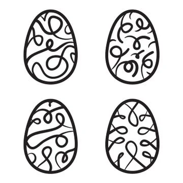 Happy Easter eggs vector card illustration hand drawn with easter eggs. Stock Illustration